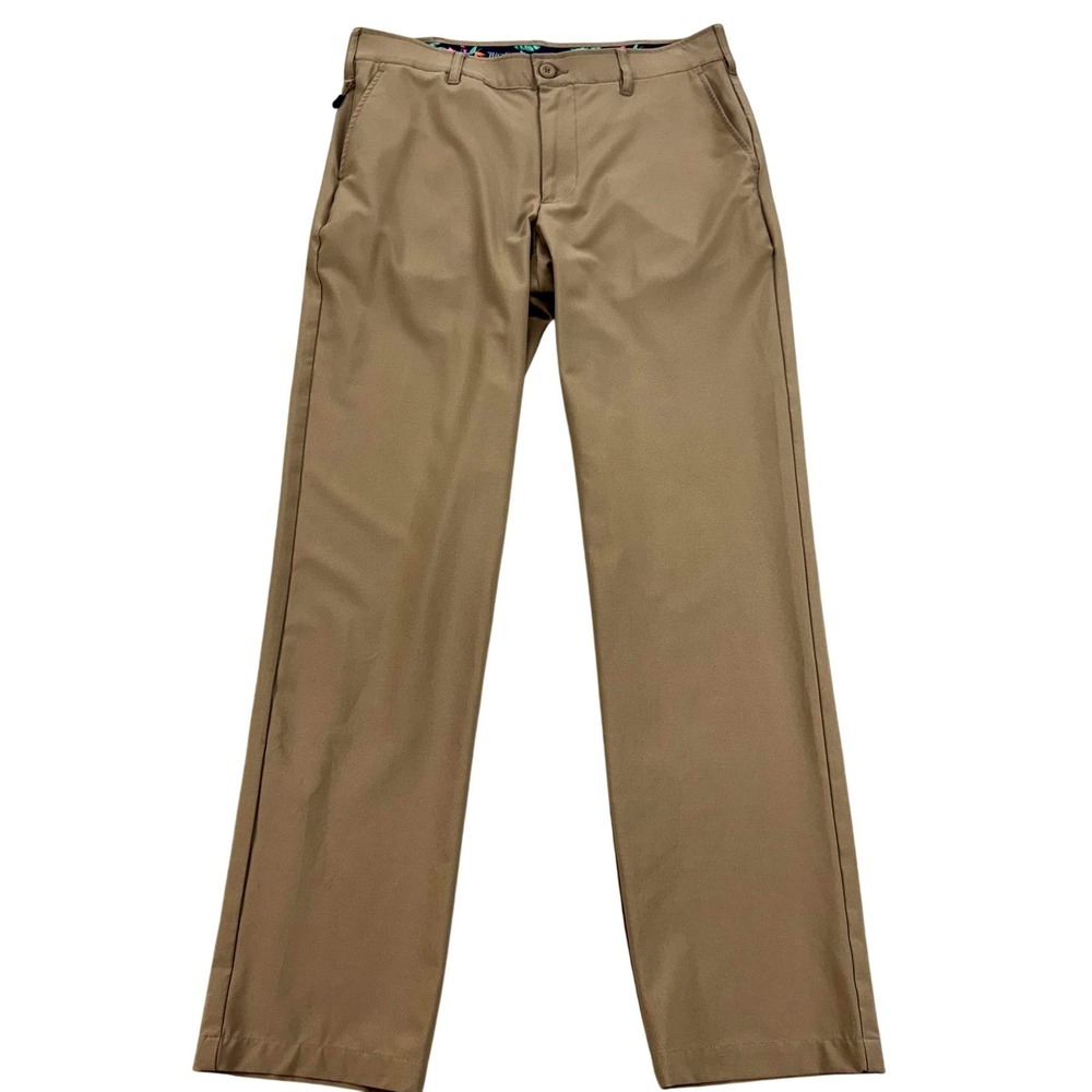 Birdie Bound Pants‎ Mens 32 Beige Golf Khakis Stretch Zip Pocket Casual 32x31